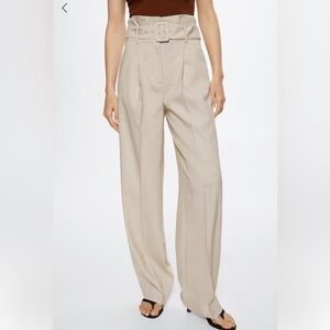 Mango Belted Check Pants